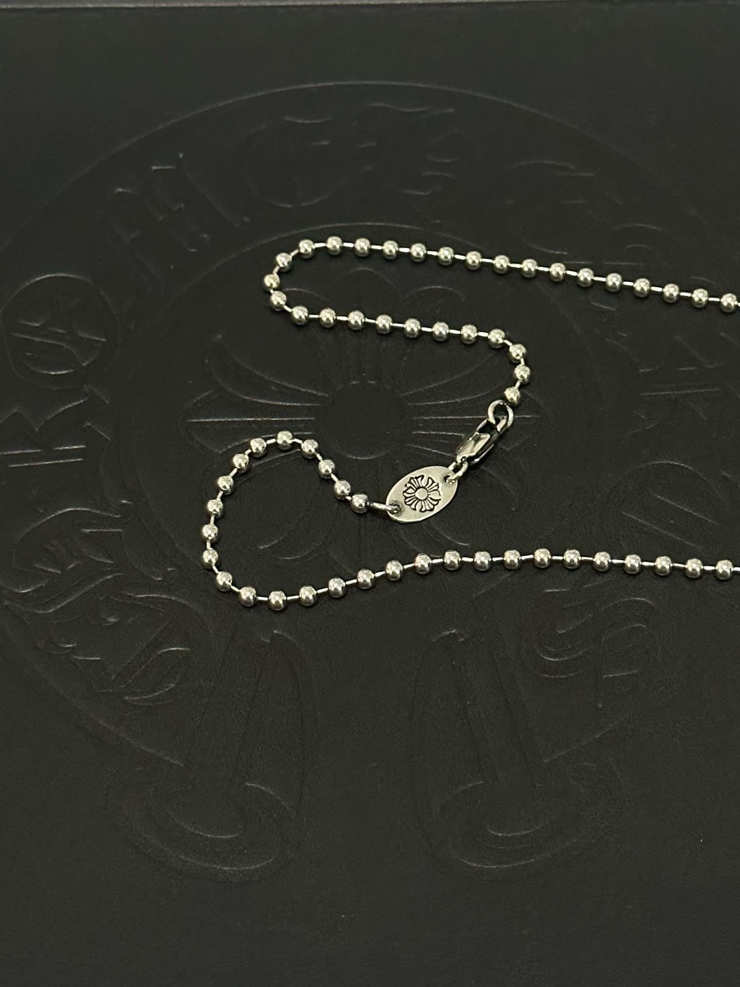 Chrome Hearts Sterling Silver Trinity Knot Pendant with Beaded Chain